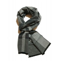 Sciarpa Pashmina Unisex Righe Quadri Grigio Nero Elegante