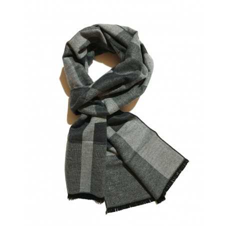 Sciarpa Pashmina Unisex Righe Quadri Grigio Nero Elegante