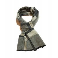 Sciarpa Pashmina Unisex Righe Quadri Grigio Beige Elegante