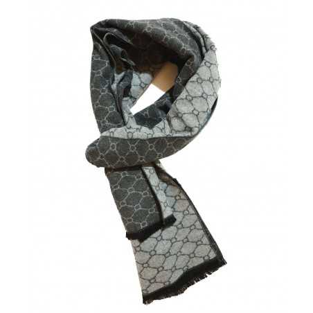 Sciarpa Pashmina Unisex Geometrica con Frange – Grigio Chiaro