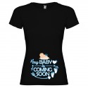 T-shirt Mamma Maschietto Baby Is Coming Premaman