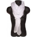 Pashmina sciarpa uomo donna tinta unita stropicciata frange bianco 1172