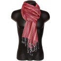 Pashmina sciarpa scarf uomo donna frange righe bianco rosa 1079
