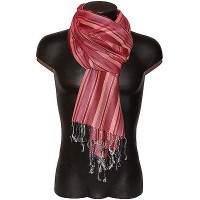 Pashmina sciarpa scarf uomo donna frange righe bianco rosa 1079