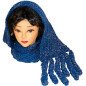 Pashmina sciarpa scarf donna lunga molla molle bluette blu azzurro pon pon 1067
