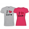 T-SHIRT PERSONALIZZATA DI COPPIA UOMO I LOVE HER GRIGIO
