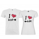 T-SHIRT DI COPPIA PERSONALIZZATA DONNA I LOVE HIM COLORE BIANCO