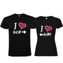 T-SHIRT DI COPPIA PERSONALIZZATA DONNA I LOVE HIM COLORE NERO