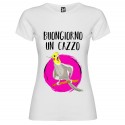 T-SHIRT PERSONALIZZATA DONNA BUONGIORNO UN CAZZO COLORE BIANCO