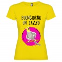 T-SHIRT PERSONALIZZATA DONNA BUONGIORNO UN CAZZO COLORE GIALLO