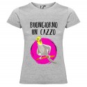 T-SHIRT PERSONALIZZATA DONNA BUONGIORNO UN CAZZO COLORE GRIGIO