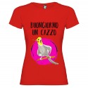 T-SHIRT PERSONALIZZATA DONNA BUONGIORNO UN CAZZO COLORE ROSSO