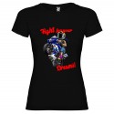 T-SHIRT PERSONALIZZATA PURO COTONE MOTO FIGHT FOR YOUR DREAMS COLORE NERO
