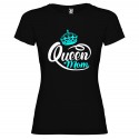 T-SHIRT PERSONALIZZATA PURO COTONE QUEEN MOM DONNA COLORE NERO