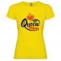 T-SHIRT PERSONALIZZATA PURO COTONE QUEEN MOM DONNA COLORE GIALLO
