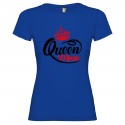 T-SHIRT PERSONALIZZATA PURO COTONE QUEEN MOM DONNA COLORE BLU ROYAL