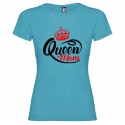 T-SHIRT PERSONALIZZATA PURO COTONE QUEEN MOM DONNA COLORE TURCHESE