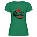 T-SHIRT PERSONALIZZATA PURO COTONE QUEEN MOM DONNA COLORE VERDE