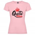 T-SHIRT PERSONALIZZATA PURO COTONE QUEEN MOM DONNA COLORE ROSA