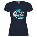 T-SHIRT PERSONALIZZATA PURO COTONE QUEEN MOM DONNA COLORE BLU NAVY