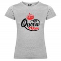 T-SHIRT PERSONALIZZATA PURO COTONE QUEEN MOM DONNA COLORE GRIGIO