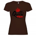 T-SHIRT PERSONALIZZATA PURO COTONE QUEEN MOM DONNA COLORE MARRONE