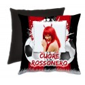 CUSCINO PERSONALIZZATO FOTO CALCIO ROSSO NERO SPORT