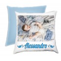 CUSCINO PERSONALIZZATO QUADRATO AZZURRO BICOLORE