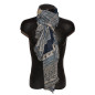 Pashmina sciarpa scarf uomo donna righe frange blu azzurro bianco cotone viscosa