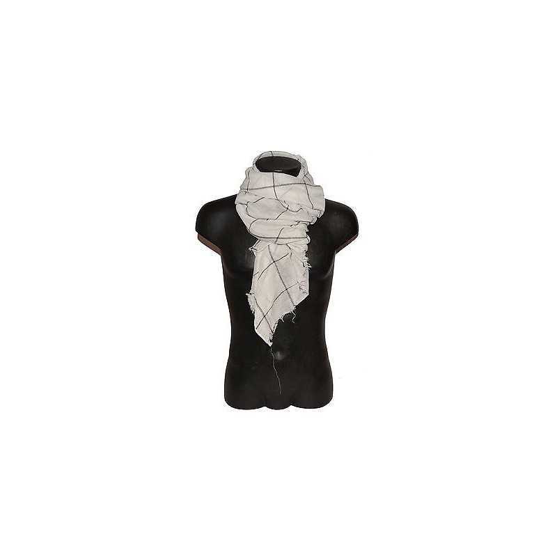 Pashmina sciarpa scarf uomo donna frange righe colore nero bianco