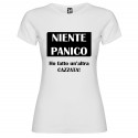 T-SHIRT NIENTE PANICO DONNA STAMPA PERSONALIZZATA COLORE BIANCO