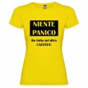 T-SHIRT NIENTE PANICO DONNA STAMPA PERSONALIZZATA COLORE GIALLO