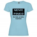 T-SHIRT NIENTE PANICO DONNA STAMPA PERSONALIZZATA COLORE AZZURRO