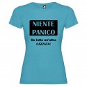 T-SHIRT NIENTE PANICO DONNA STAMPA PERSONALIZZATA COLORE TURCHESE