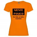 T-SHIRT NIENTE PANICO DONNA STAMPA PERSONALIZZATA COLORE ARANCIO