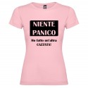 T-SHIRT NIENTE PANICO DONNA STAMPA PERSONALIZZATA COLORE ROSA