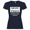 T-SHIRT NIENTE PANICO DONNA STAMPA PERSONALIZZATA COLORE BLU NAVY