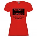 T-SHIRT NIENTE PANICO DONNA STAMPA PERSONALIZZATA COLORE ROSSO