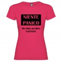 T-SHIRT NIENTE PANICO DONNA STAMPA PERSONALIZZATA COLORE ROSA FUCSIA