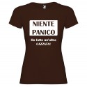 T-SHIRT NIENTE PANICO DONNA STAMPA PERSONALIZZATA COLORE MARRONE