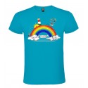 T-SHIRT PERSONALIZZATA ANDRÀ TUTTO BENE ARCOBALENO COLORE TURCHESE