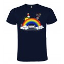 T-SHIRT PERSONALIZZATA ANDRÀ TUTTO BENE ARCOBALENO COLORE BLU NAVY