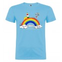 T-SHIRT PERSONALIZZATA ANDRÀ TUTTO BENE ARCOBALENO COLORE AZZURRO
