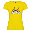 MAGLIETTA PERSONALIZZATA ANDRÀ TUTTO BENE DA DONNA ARCOBALENO GIALLO