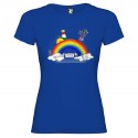 MAGLIETTA PERSONALIZZATA ANDRÀ TUTTO BENE DA DONNA ARCOBALENO BLU ROYAL