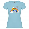 MAGLIETTA PERSONALIZZATA ANDRÀ TUTTO BENE DA DONNA ARCOBALENO AZZURRO