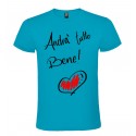 T-SHIRT MAGLIETTA PERSONALIZZATA ANDRÀ TUTTO BENE CON CUORE TURCHESE