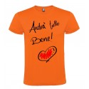 T-SHIRT MAGLIETTA PERSONALIZZATA ANDRÀ TUTTO BENE CON CUORE ARANCIO