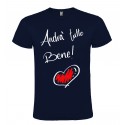 T-SHIRT MAGLIETTA PERSONALIZZATA ANDRÀ TUTTO BENE CON CUORE BLU NAVY