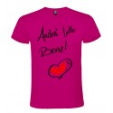 T-SHIRT MAGLIETTA PERSONALIZZATA ANDRÀ TUTTO BENE CON CUORE ROSA FUCSIA